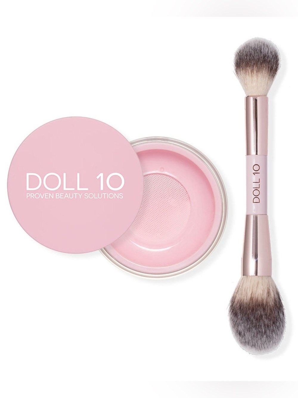 Doll 10 Doll Skin Pink Power Brightening Treatment Powder And Powder Brush NIB
